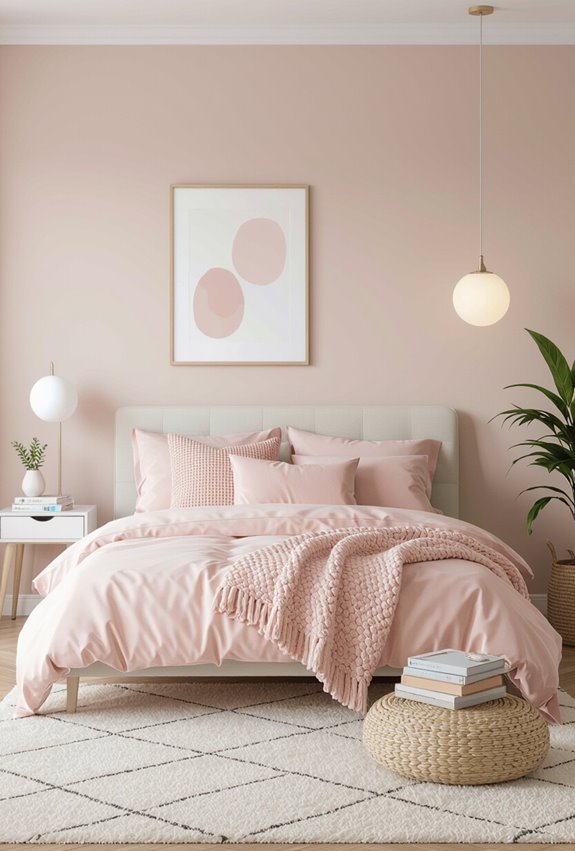 soft greenery complements pinks