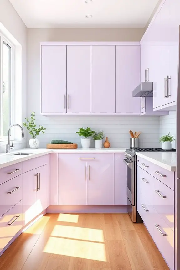 soft lavender kitchen cabinets