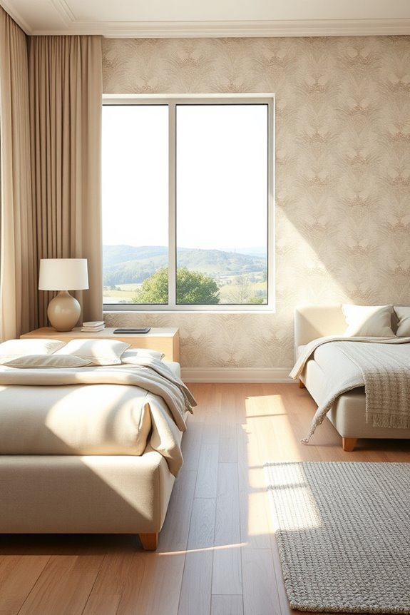 soft neutral wallpaper accents