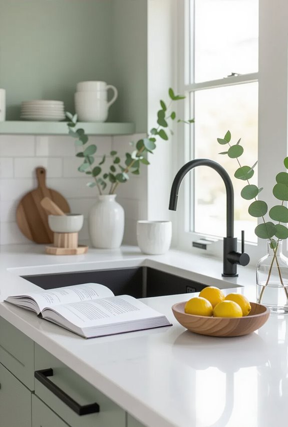 soft sage calming kitchen walls