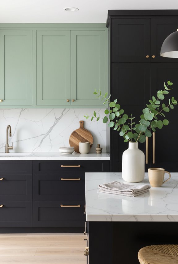 soft sage charcoal cabinets