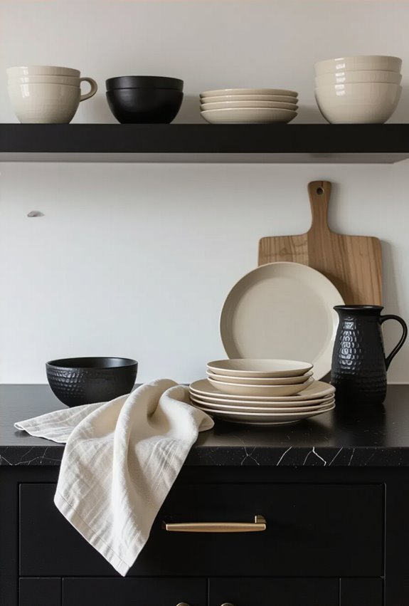 softening black and cream contrasts
