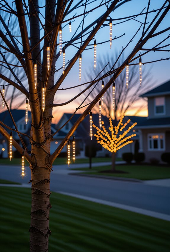 solar icicle lights installation
