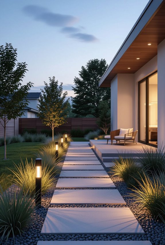 solar stake lights illuminate walkways