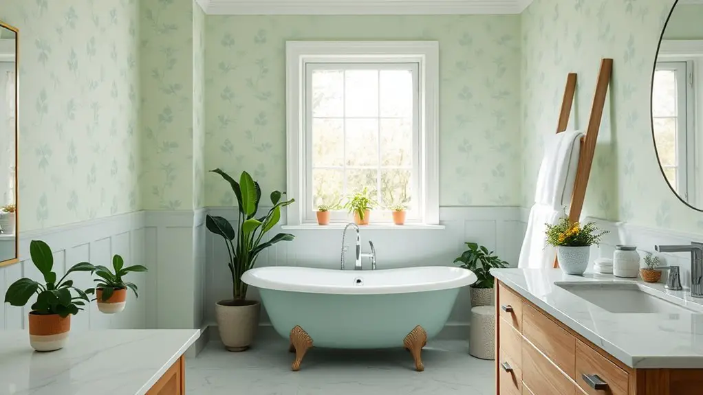soothing green pastel bathrooms