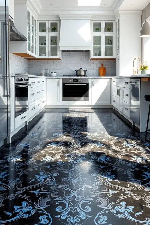 sophisticated black and blue tiles