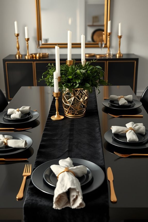 sophisticated black and gold decor