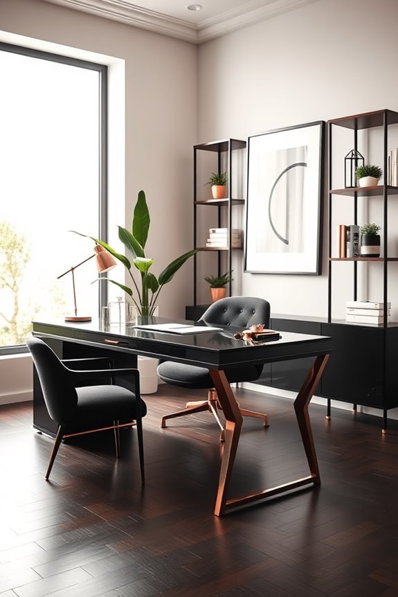 sophisticated black and rose gold