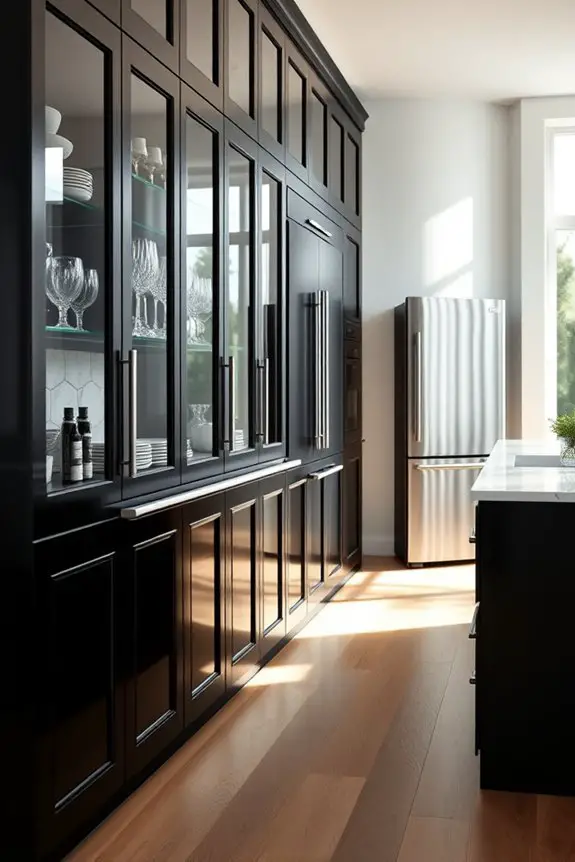 sophisticated black glass cabinetry