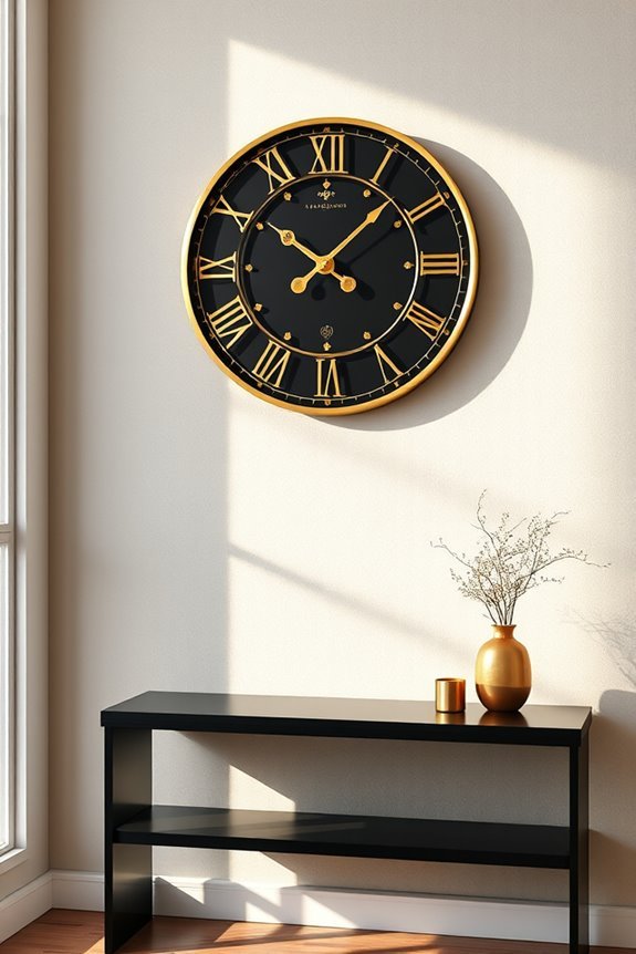 sophisticated black gold clock