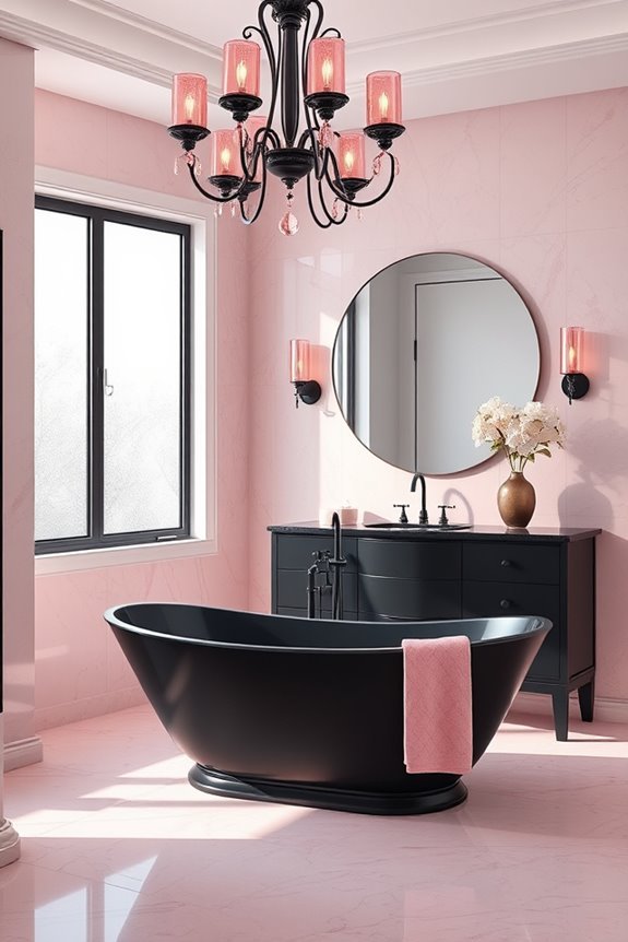 sophisticated black pink lighting