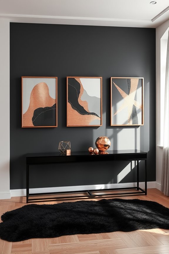 sophisticated black rose gold artwork