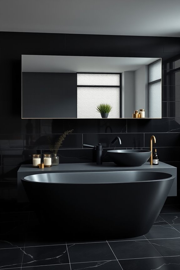 sophisticated black tiled backsplash