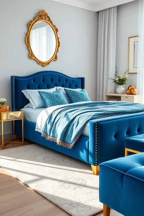 sophisticated blue and gold accents