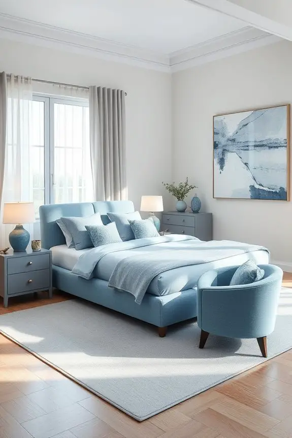 sophisticated blue gray bedroom decor