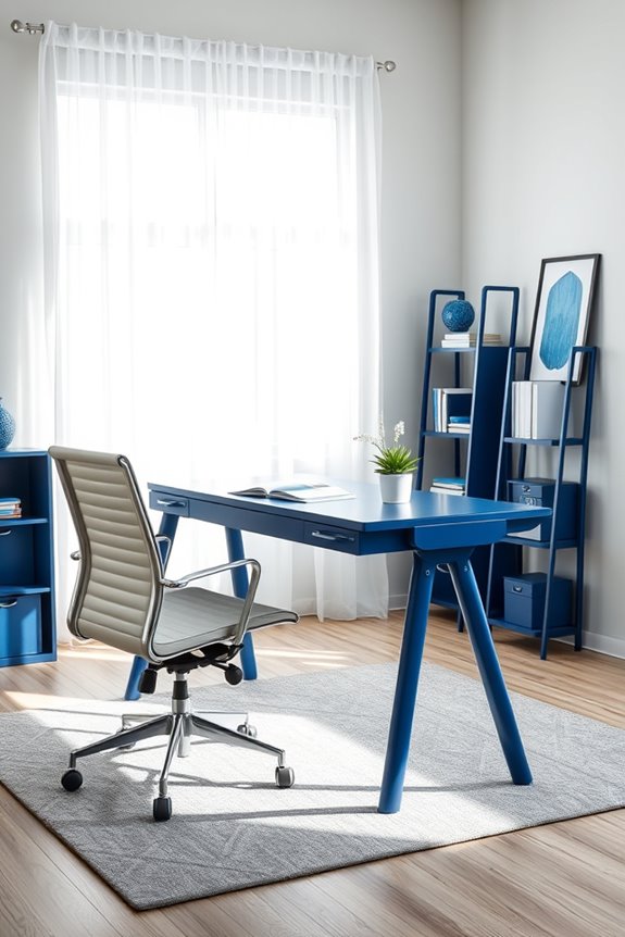 sophisticated blue gray workspace
