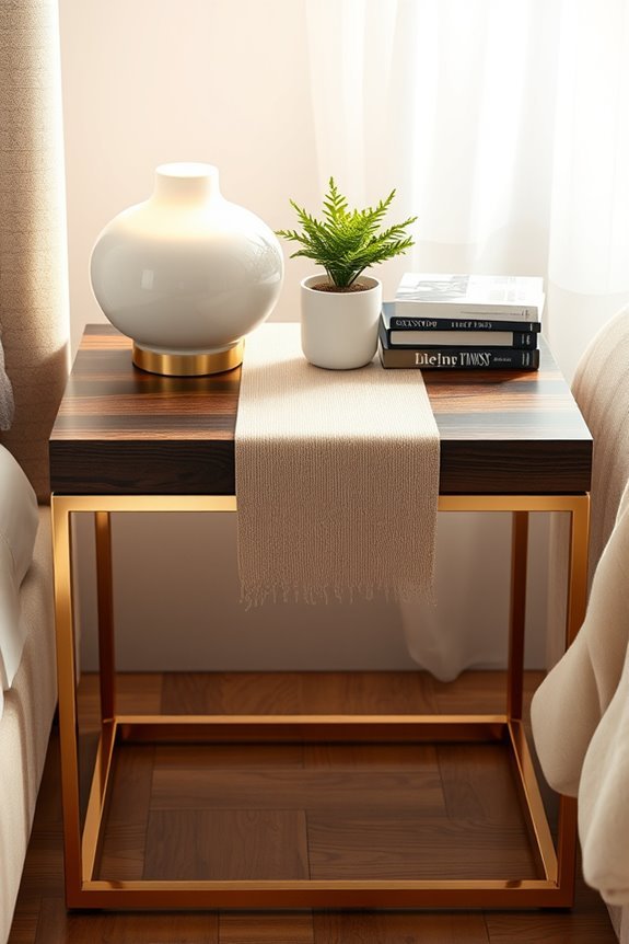 sophisticated brass frame nightstand