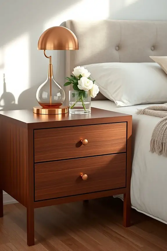 sophisticated copper accented nightstand
