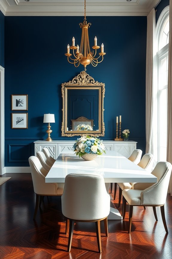 sophisticated dark blue accents