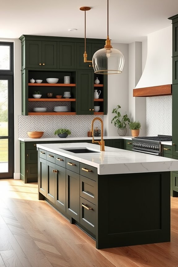 sophisticated dark olive kitchen