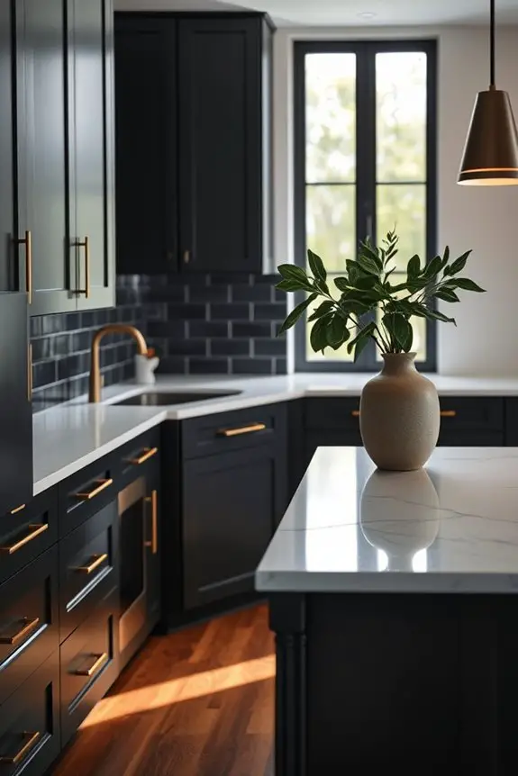 sophisticated deep charcoal cabinets