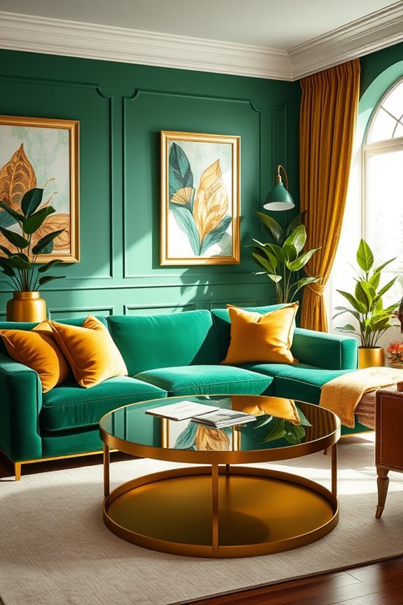 sophisticated green living room