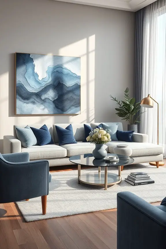 sophisticated grey and blue accents