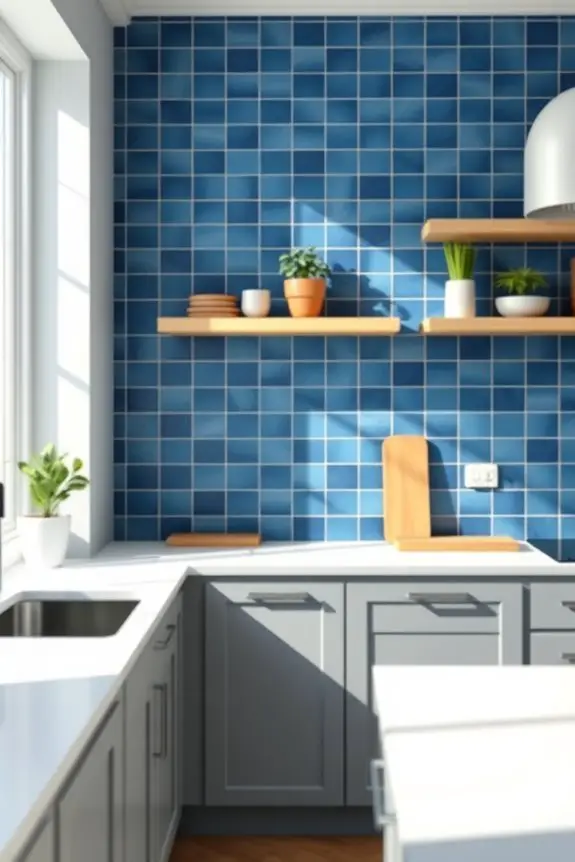 sophisticated matte blue tiles
