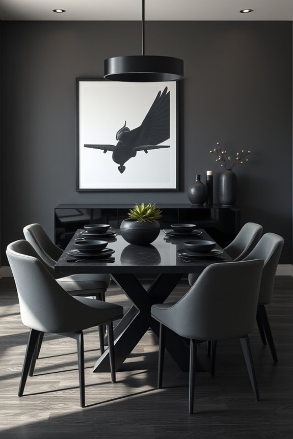sophisticated monochrome dining room