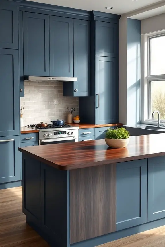 sophisticated smoky blue kitchen