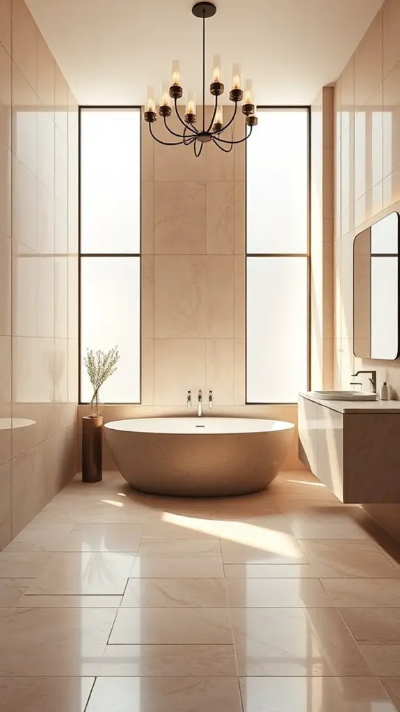 sophisticated travertine washroom elegance