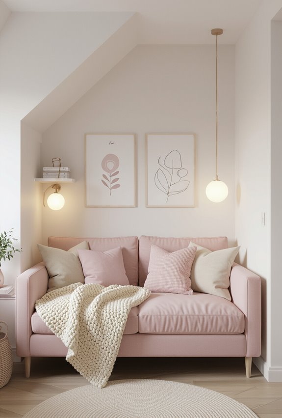 space saving cozy feminine bedroom