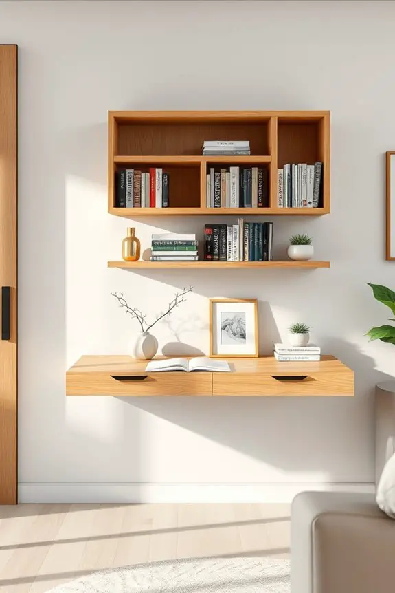space saving desk and bookshelf
