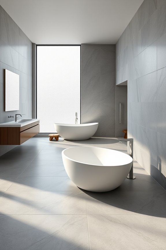 spacious gray tile aesthetics