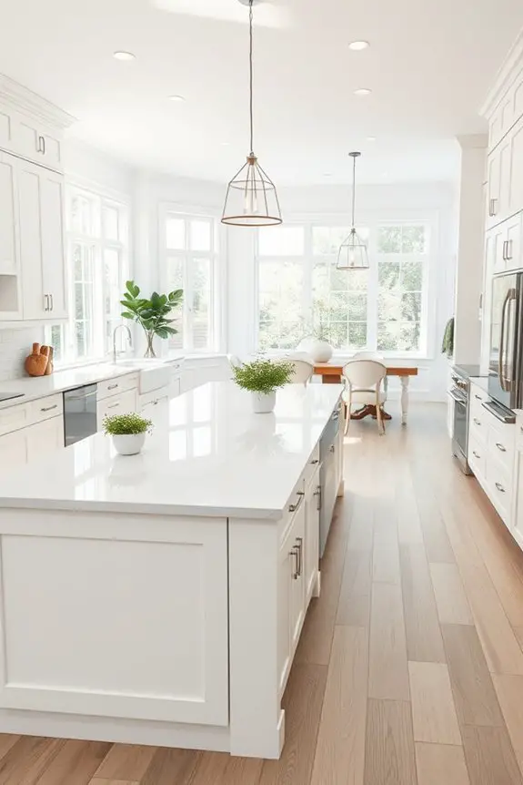 spacious inviting white kitchen
