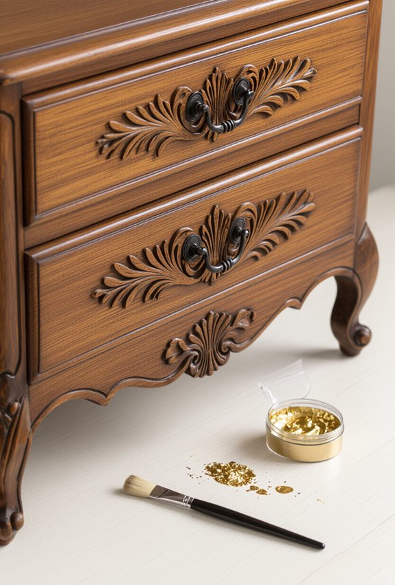 sparingly gild recessed carved highlights