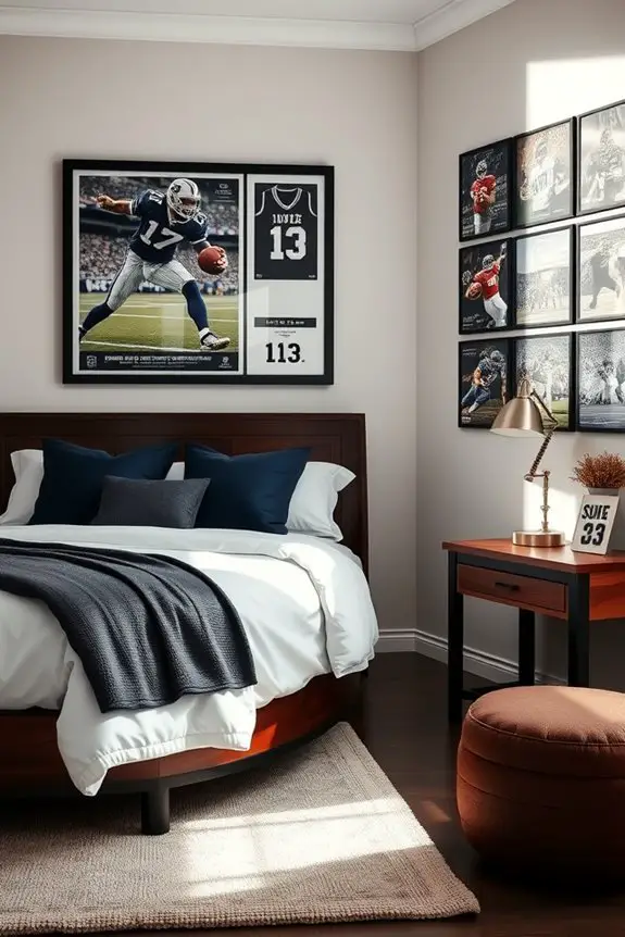 sports memorabilia wall displays