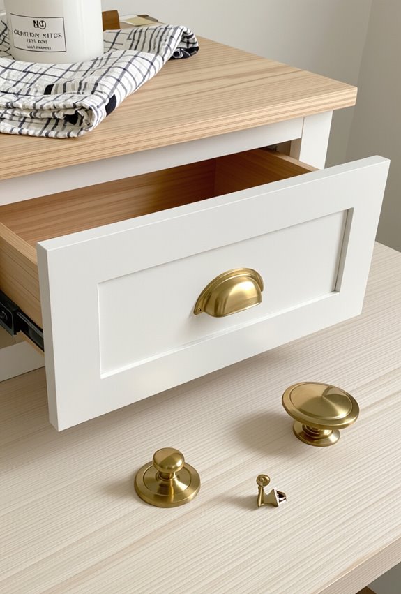spray painted brass hardware makeover