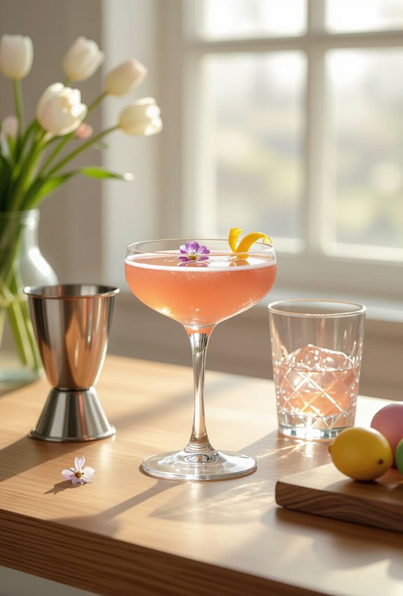 spring cocktail making with garnishes