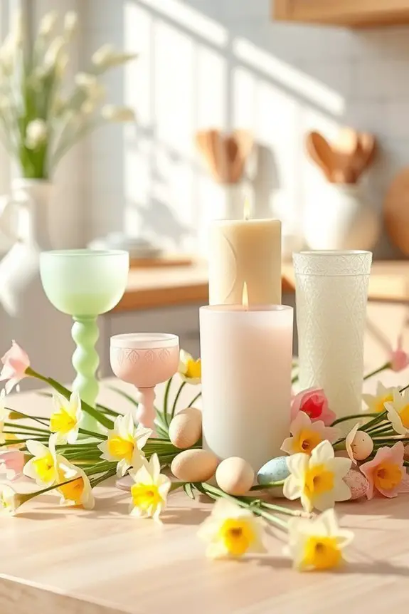 spring inspired candle arrangements