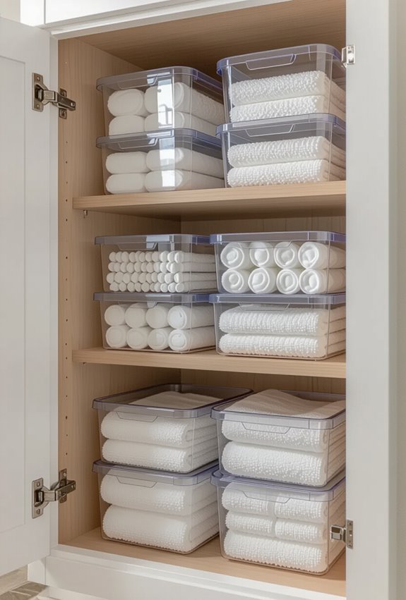 stackable containers maximize cabinet depth
