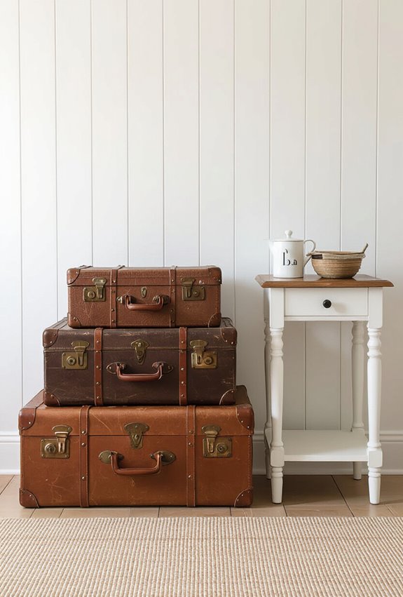stacked vintage suitcases for storage