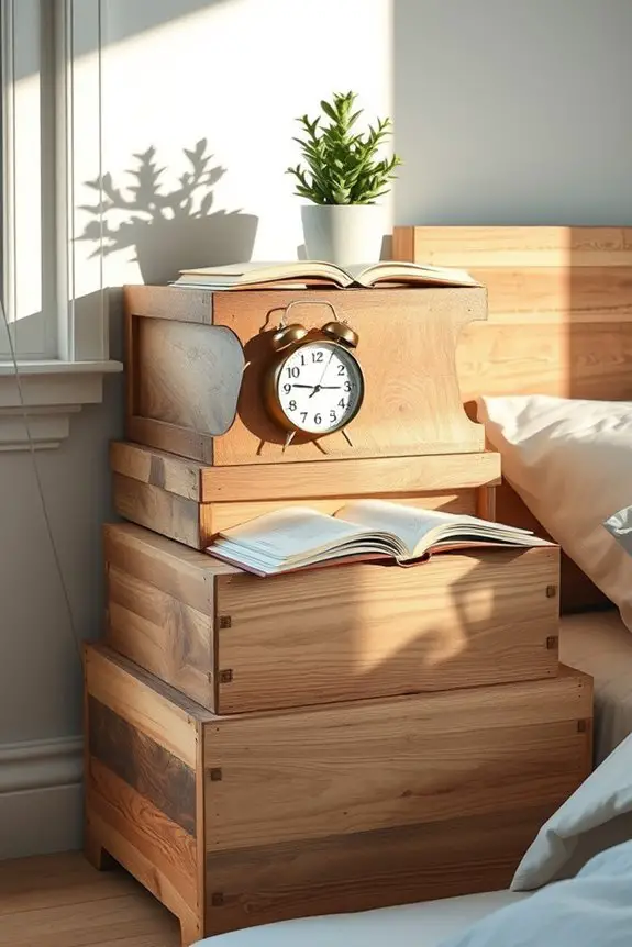 stacked wooden box nightstand