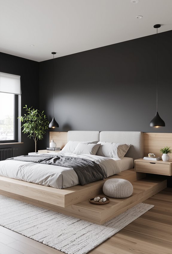 staggered tiered sculptural bed frame