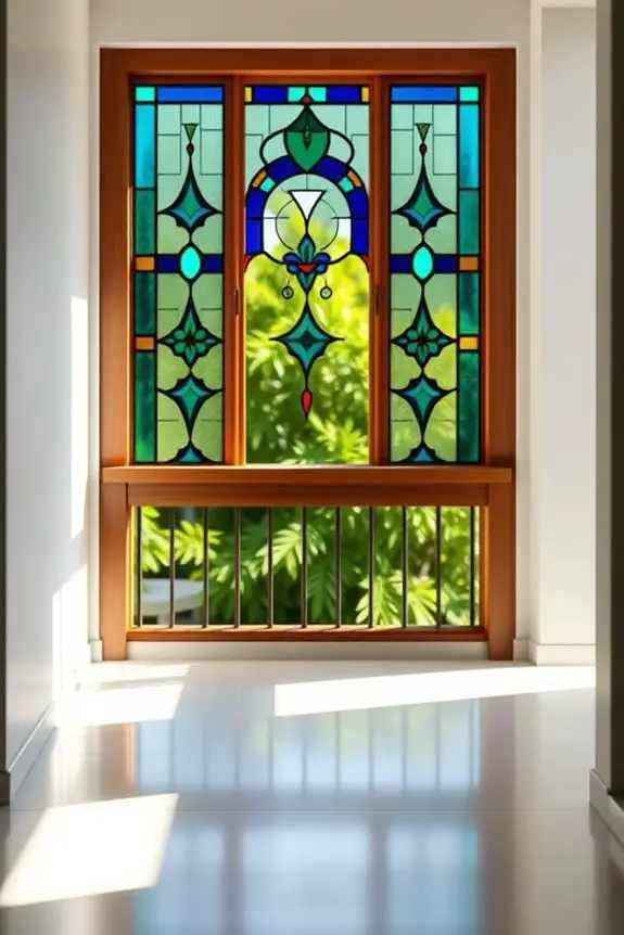 stained glass balcony accents