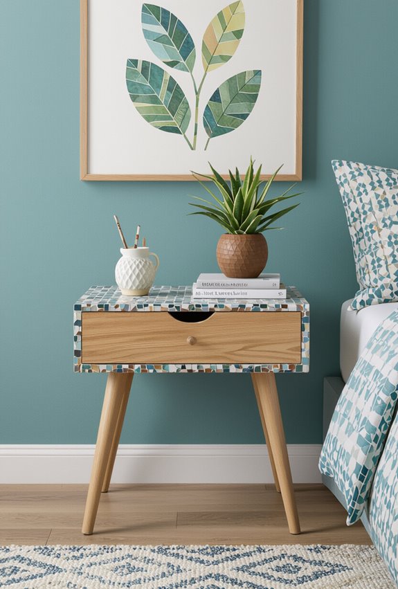 stained glass mosaic bedside table