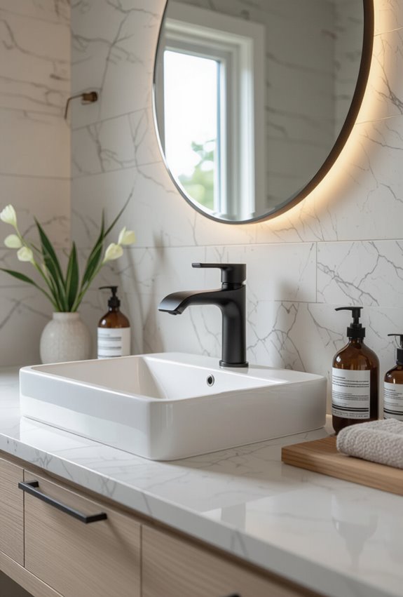 statement faucet anchors sink