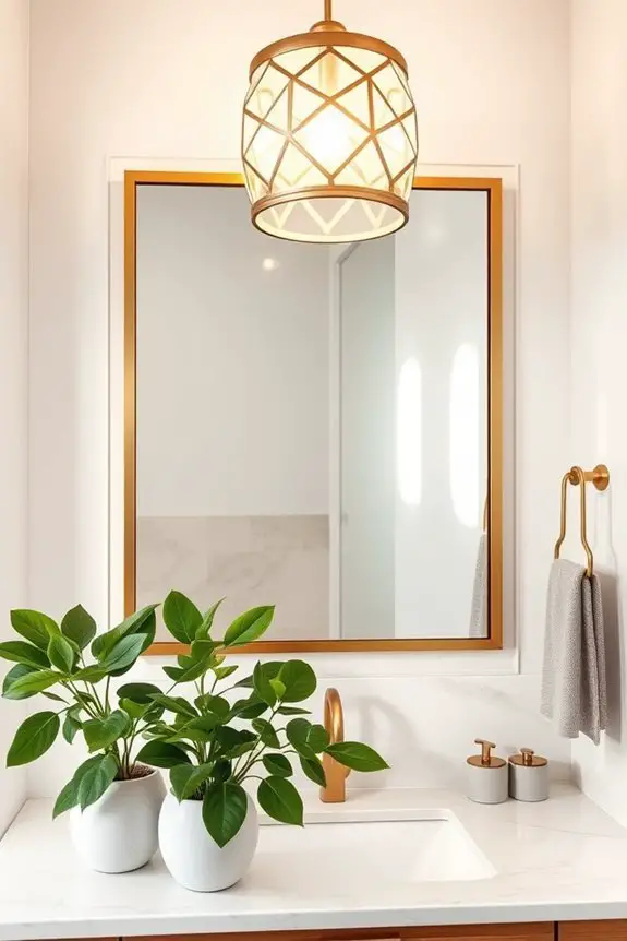 statement lighting enhances mirrors