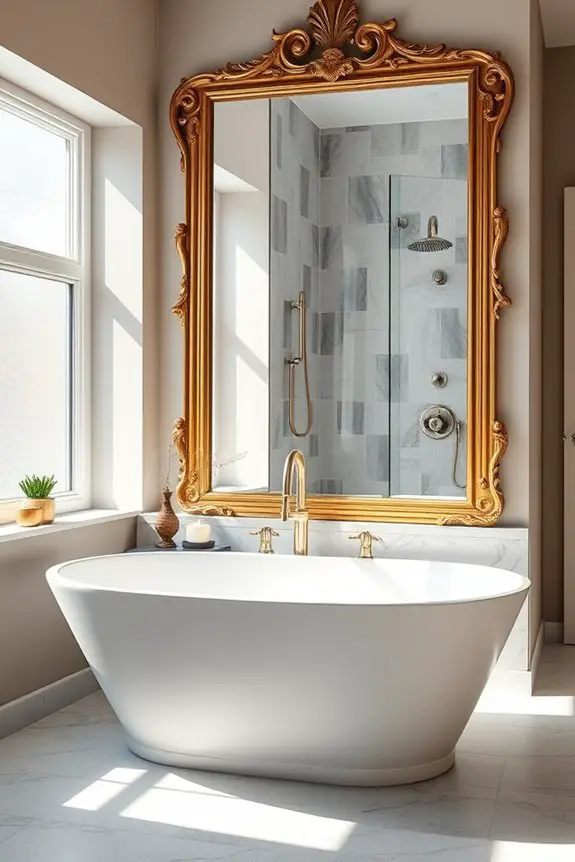 statement mirror bathroom focal point