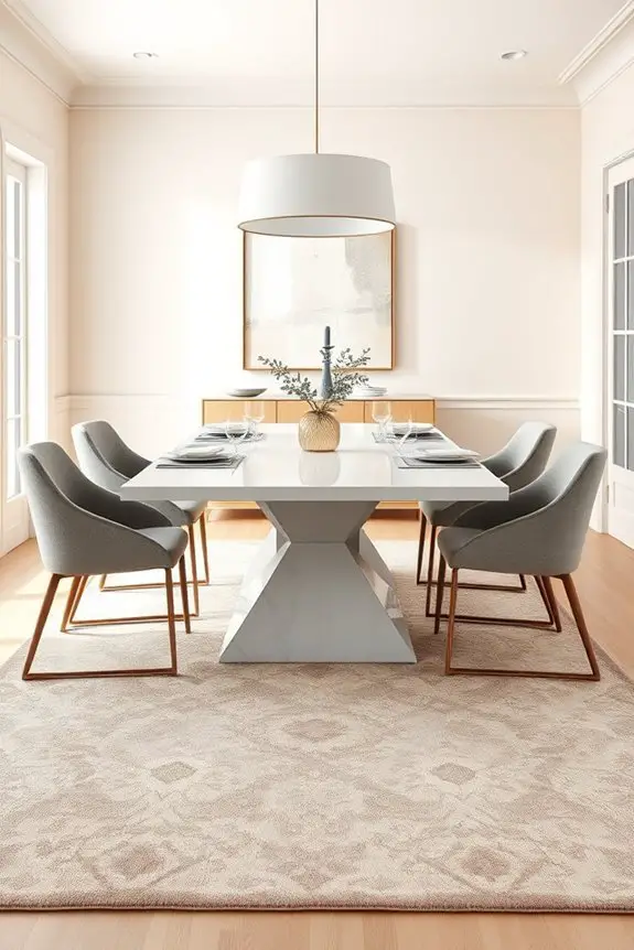 statement rugs enhance dining